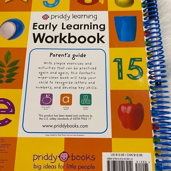Priddy Learning Early Learning Wipe Clean Workbook with pen included for Ages 3+ - Picture 3 of 7
